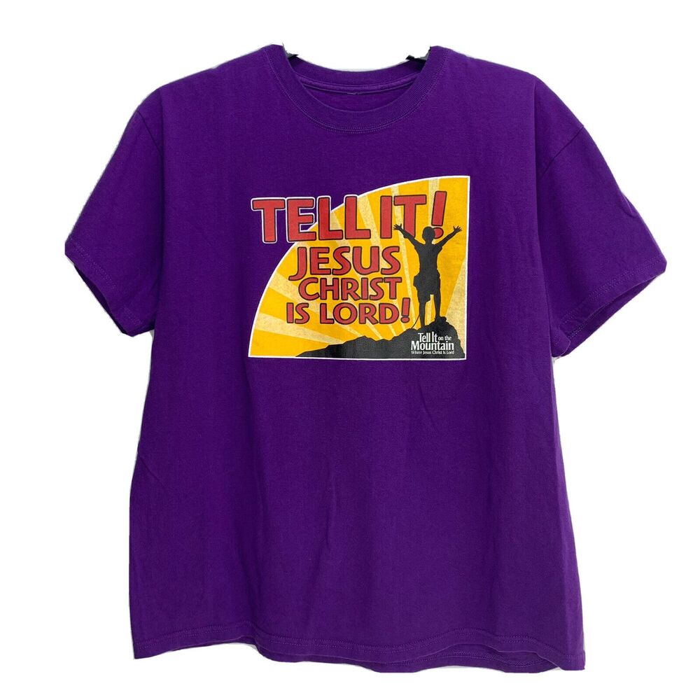 Vintage Y2K Jesus T Shirt Go Tell It On The Mountain Spirituals L XL